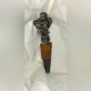 Vintage Brighton Silver Plated Cherub Wine Cork Bottle Stopper